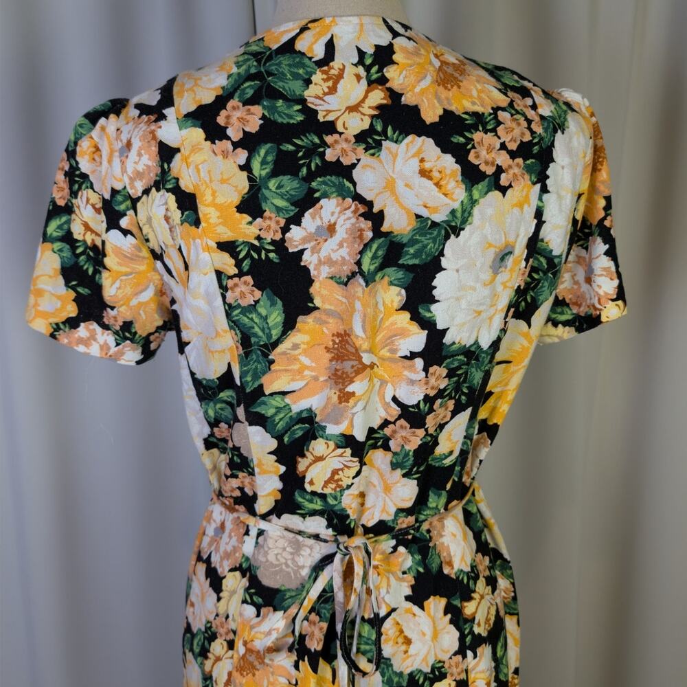 Miss Selfridge Floral Button Front Mini Dress Black Yellow Cottagecore Size 6 - Picture 15 of 16